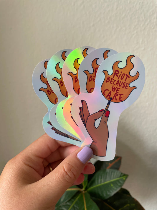 Sticker „Riot because we care“