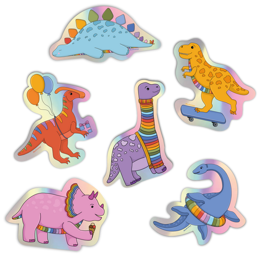 Sticker Set „Regenbogen Dinos" (6 Sticker)