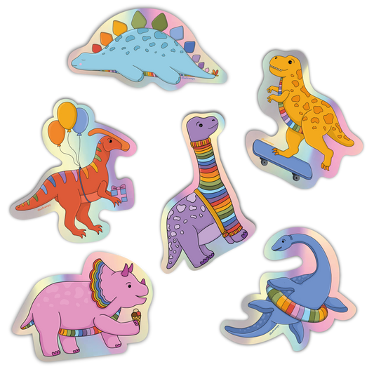 Sticker Set „Regenbogen Dinos" (6 Sticker)